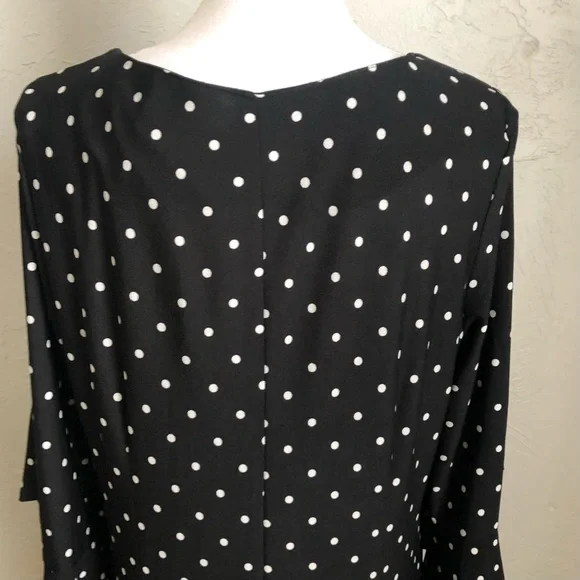 Sandra Darren Polka Dot Shift Dress with Floral Bottom 14 Black White Red - Picture 12 of 15
